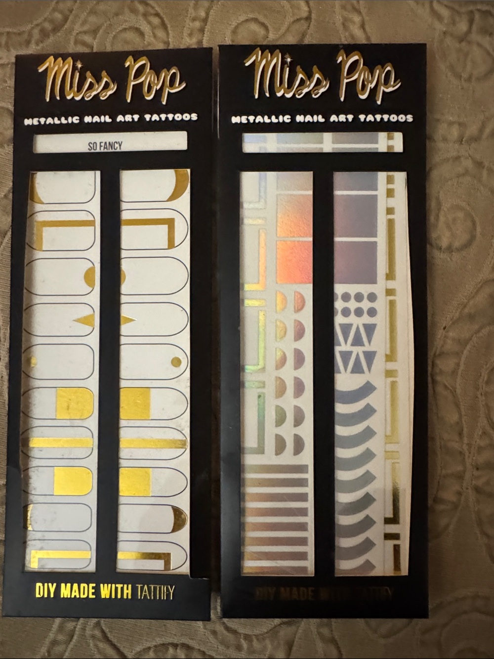 Lot of Miss pop metallic nail art tattoos from tattify irredescent and gold